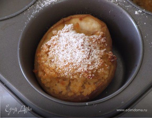 Сверху на готовые персики посыпать сахарной пудрой и можно украсить шариком мороженого.Приятного аппетита!