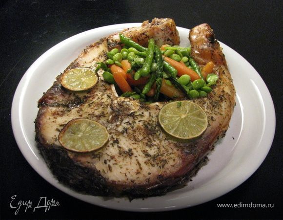 Выложить рыбу и микс.