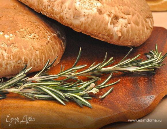 1.	Portabellas bruschetta.
     Итак, первым номером нашей программы будет «Брускетта Портобелло». Для этого наши восхитительные, мясистые грибы порежем крупными дольками и обжарим их на раскаленной сковороде в масле с чесноком и розмарином минут 5, постоянно встряхивая и помешивая. 