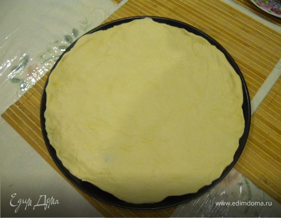 Замесите тесто из указанных ингредиентов. Раскатайте и выложите в форму.