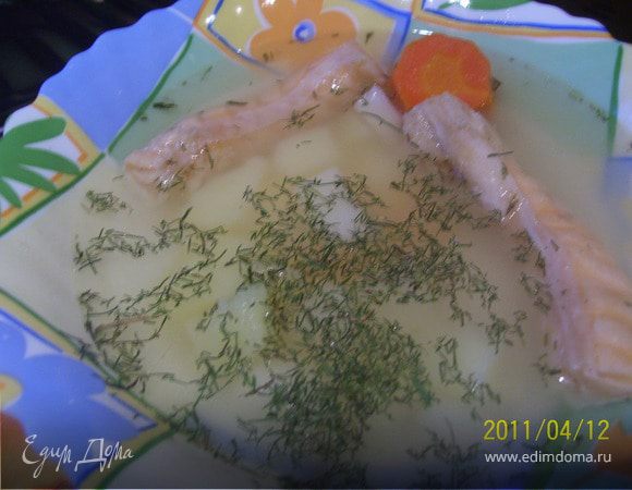 Вынимаем морковь, лук и петрушку.
Картофель нарезать кубиками, опустить в бульон. Варим до готовности картофеля. За пять минут до готовности добавляем лавровый лист, черный молотый перец, 50 гр. водки.
Подаем к столу, посыпав зеленью укропа.