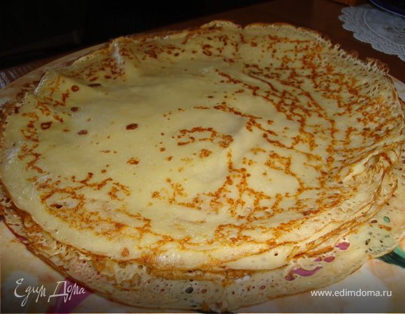 жарим блинчики до золотистого цвета на хорошо разогретой сковороде 