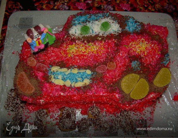 Постепенно добавляем муку. Тесто получаеться жидким, как сметана.
Противень смазываем сливочным или подсолнечным маслом, слегка присыпаем мукой и выливаем тесто.
Выпекать минут 30 при 180 градусах.
Коржик получаеться шоколадным.
