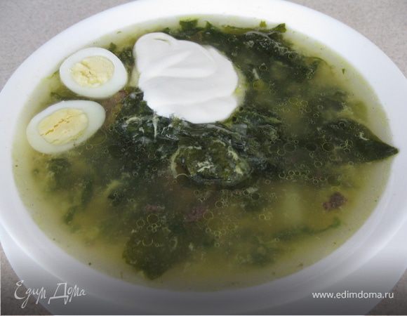 Перед подачей на стол положить в тарелочку половинку перепелиного яйца и ложечку сметанки...
Приятного аппетита!