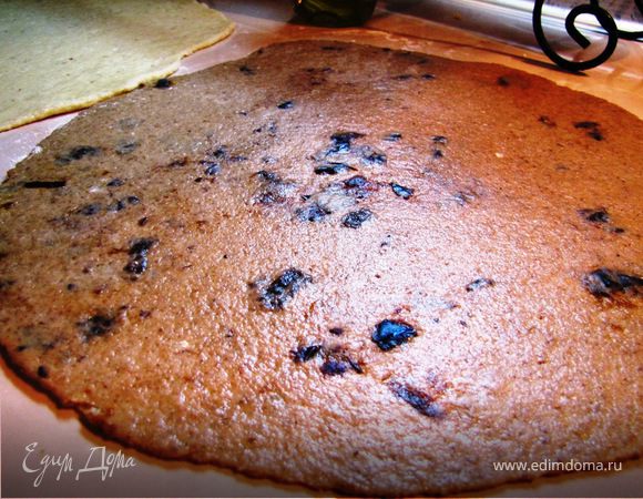 Во вторую часть теста добавить любые наполнители (например какао, орехи, мак и т.д.), или взять, как я, любое Ваше ранее замешанное и не использованное тесто для печенья, у меня оставалась половина порции рецепта теста с черносливом http://www.edimdoma.ru/recipes/19544
и также тонко раскатать.