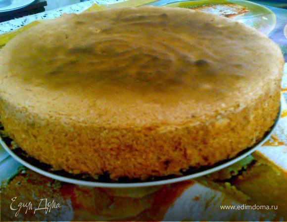 Готовое тесто выливаем в смазанную маслом форму и отправляем в разогретую до 180 градусов духовку на 25-30 минут.Как только бисквит хорошо поднимется, можно уменьшить температуру, чтобы бисквит не сгорел, но хорошо пропекся.