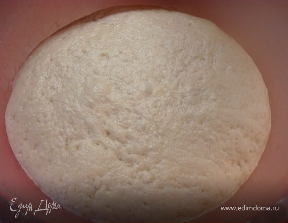 Отлейте в стакан половину воды и растворите в ней дрожжи, добавьте сахар и оставьте на 15 минут. Когда образуется пышная «шапка», то отправьте дрожжи в миску, посолите, влейте оставшуюся воду и, понемногу добавляя муку, вымесите тесто. В самом конце добавьте оливковое масло и вымешивайте тесто 5–7 минут так, чтобы оно стало гладким и эластичным. Положите тесто в миску, смазанную оливковым маслом, накройте пленкой и поставьте в теплое место на 1–1,5 часа, чтобы тесто увеличилось в объеме в 2 раза.