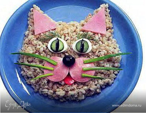 гречка, ветчина, огурец, зеленый лук, оливки, укроп, сыр, болгарский перец