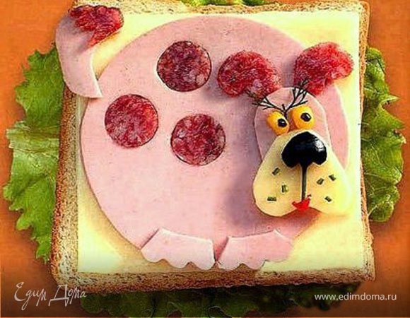 зеленый салат, хлеб, ветчина, салями, сыр, маслина, укроп, кукуруза, болгарский перец