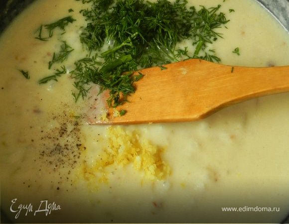 Добавьте лимонный сок,цедру,укроп,посолите и поперчите.