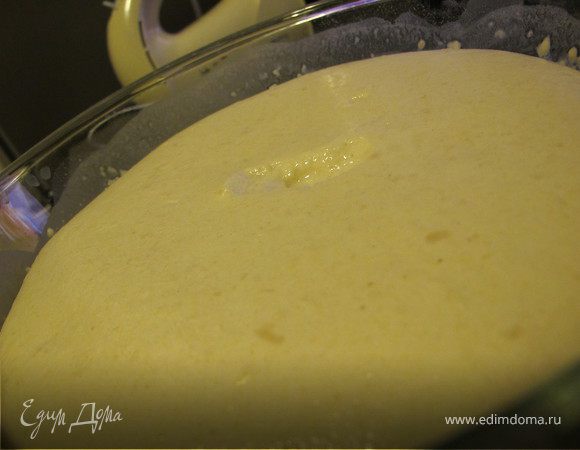 Готовим опару:
В теплом молоке растворить столовую ложку сахара и дрожжи.
Постепенно добавить примерно 150-200 грамм просеянной муки, размешать, чтобы не было комков, накрыть чистым полотенцем и поставить опару в теплое место. 


