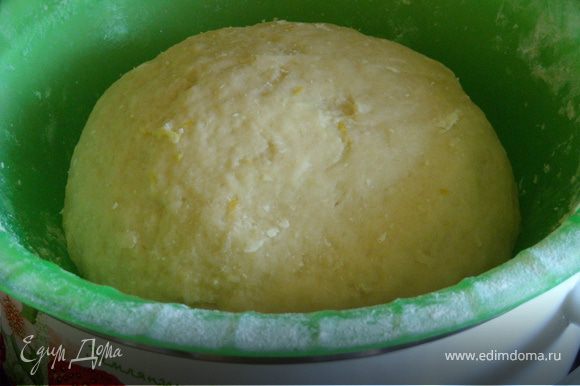 Просеять муку несколько раз (3-4), затем в миску с яйцами добавить муку и подошедшие дрожжи. Растопить сливочное масло. Замесить тесто, переодично подливая понемногу растопленное масло, месить минут 10-15. Затем емкость с тестом поставить в теплое место или на кастрюлю с теплой водой. Дать подняться несколько раз.