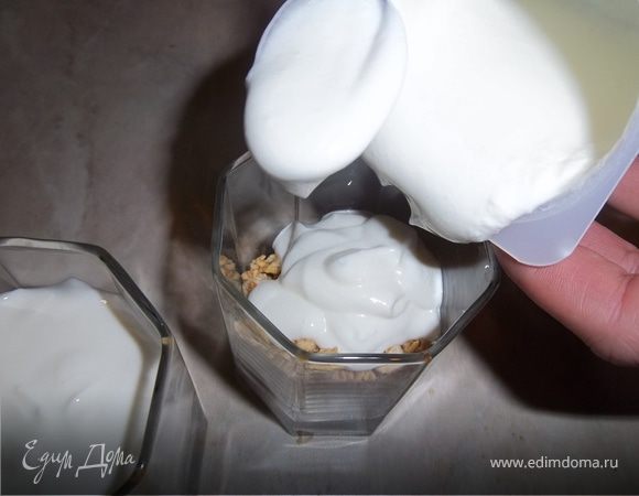 Затем творог с йогуртом