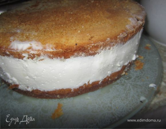 Берем разъемную форму, в которой пекся бисквит.
На низ положить один корж.
Вылить суфле.
Покрыть вторым коржом.
Поставить в холодильник на 4-6 часов, в идеале, на ночь.
Достать форму из холодильника.
Пройтись острым ножом по бортику, перевернуть торт на блюдо.