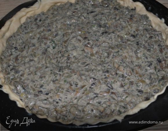 Тесто: В воде развести дрожжи, добавить яйцо, масло, соль, муку и замесить тесто. Оставить подходить на 30 минут. Затем хорошо вымесить и разделить на 2 неравные части. БОльшую часть раскатать и выложить на дно формы (28-30 см. в диаметре), сверху выложить начинку.