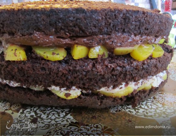 И кладем его на персики кремом вниз.