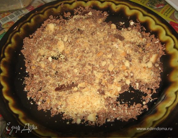 Шоколад смешать с оставшейся крошкойиз печенья
