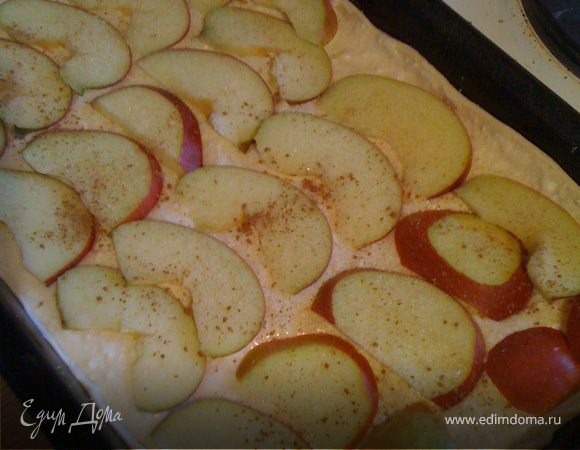 Украшаем яблоками, посыпаем корицей (тоже по вкусу).
