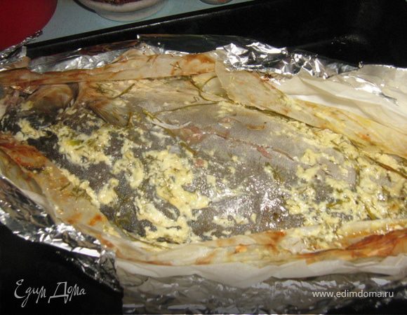 Запекаем рыбку 40-45 минут на среднем огне. Приятного аппетита!!!!
Думаю, этот рецепт можно применять и к другим видам рыбы.