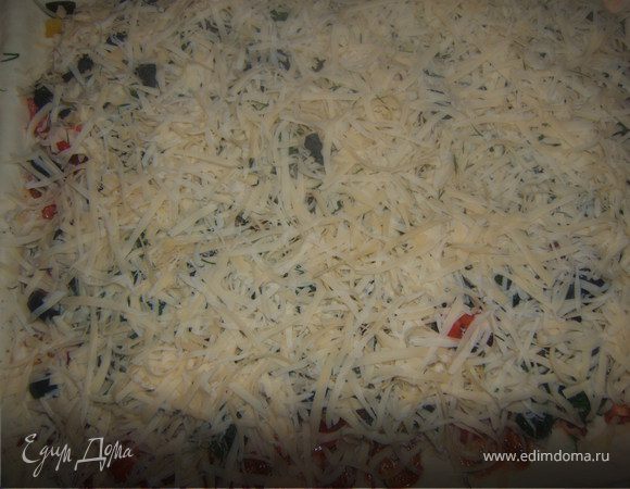 раскатываем по размеру противня,
1. смешиваем кетчуп с орегано, смазываем хорошо тесто смесью,
2.посыпаем тертым на крупной терке сыром,
3. ложим мясо,
4. помидоры,
5. перец соломкой,
6. маслины кружочками,
7. зелень, мелко рубленная,
8. сыр
