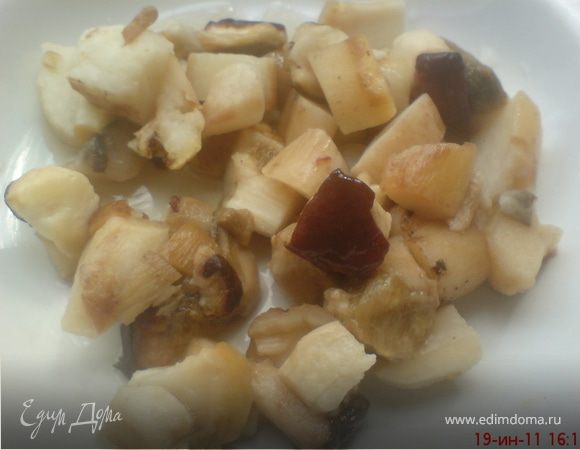 грибы отварить,нарезать
кусочками