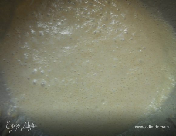 Молоко нагреть до 40С, перелить в большую миску, добавить дрожжи, просеять 50 гр. пшеничной муки и немного (несколько столовых ложек) ржаной, тщательно перемешать ***консистенция должна получиться жидкой и вязкой***. Затянуть миску пленкой, проткнуть в нескольких местах палочкой и оставить в теплом помещении на 8-10 часов ***Действительно, тепло играет роль, в первый раз на кухне ночью было прохладно, закваска не сильно "заработала" и лепешки получились более тонкие***. В итоге должна образоваться такая вот приятная пузырчатость:))
