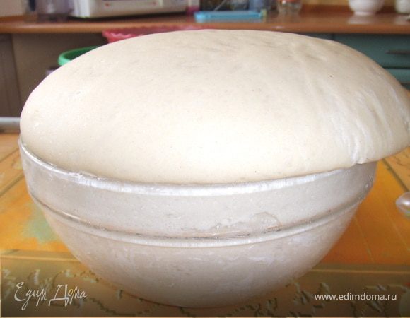 Берем глубокую миску, в нее кладем дрожжи и заливаем теплым молоком. Когда дрожжи растворятся, добавляем сахарную пудру, муку, соль. Замешиваем тесто. Когда тесто замесили, начинаем вмешивать оливковое масло, не пугайтесь, оно сразу растекается, но вы  рабочую поверхность посыпьте небольшом количеством муки и вмешивате  примерно 2-5 мин. Затем тесто переложите в миску, предварительно смазную оливковым маслом. И поставьте в теплое место на 1 час. Тесто очень быстро сходит.