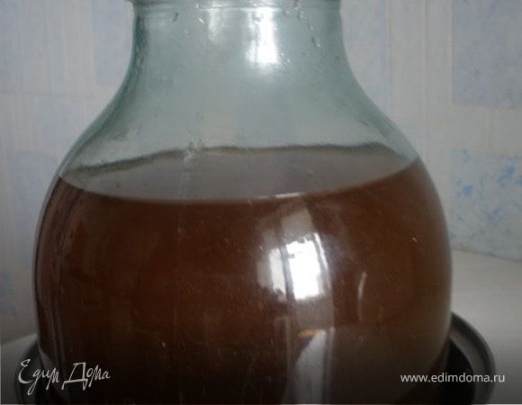 Долить 2л. фильтрованной воды и добавить 1 ч.л. сухих активных дрожжей.