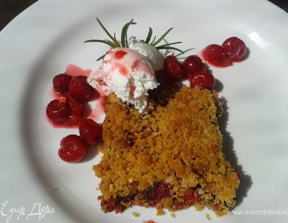 Украсить вишней и веточкой свежего розмарина. Приятного аппетита!