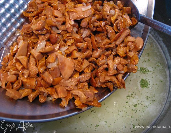 Выкладываем грибы и приправу. Даем нашей похлебке, потамиться еще 20 мин.