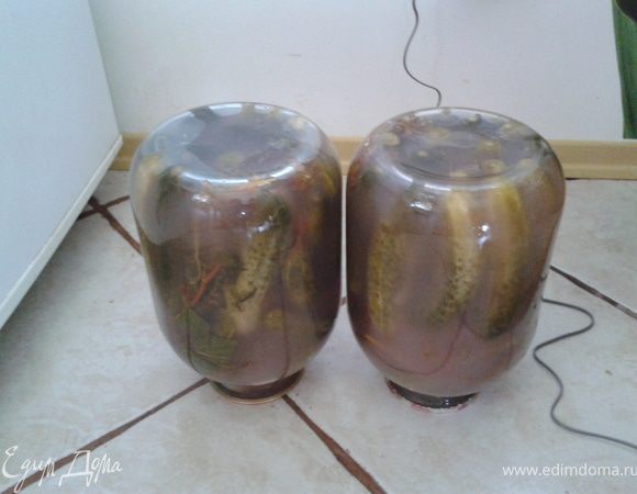 Закрываем банки жестяными крышками ключем. Переворачиваем банки. Банки не стелизовать и огурцы не варить.