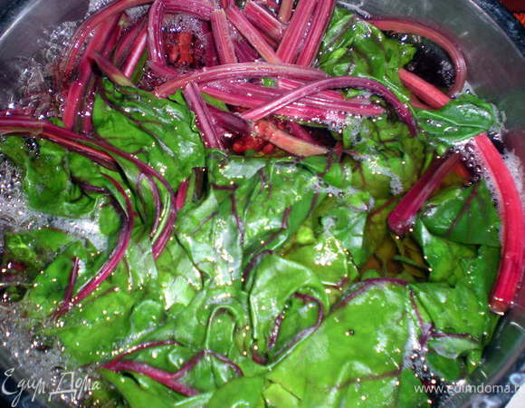 Ботву промыть под проточной водой и опустить в кипящую воду на пару минут.Затем слить и обсушить.