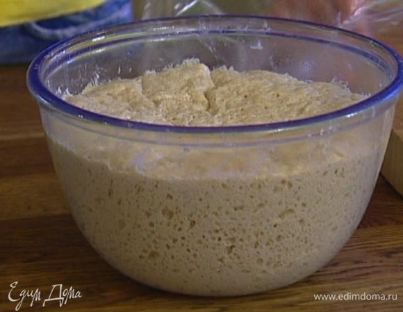 Добавить в опару молоко с маслом, яйцо, ввести оба вида муки и соль. Вымесить тесто и оставить его в теплом месте на 2 часа.