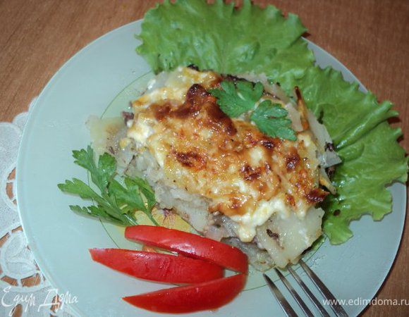 Подавать порционно, украсив зеленью с овощами. Приятного аппетита!