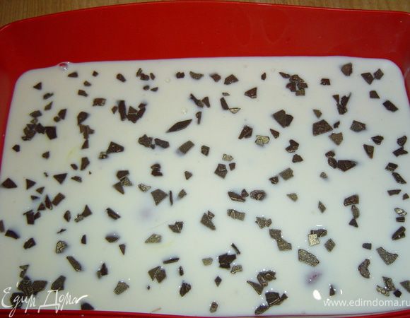 посыпаем измельченным шоколадом  и отправляем в холодильник.