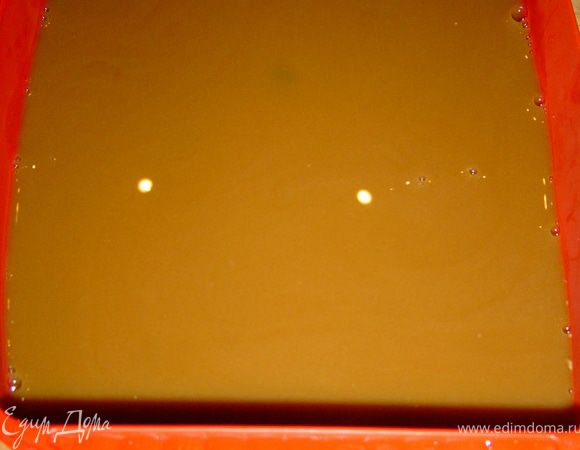 Теперь мы варим кофе(можно использовать и растворимый), процеживаем и добавляем сахар. Заливаем 10г желатина горячей водой, размешиваем и добавляем его в кофе, даем остыть, а затем выливаем его на желейный слой со смородиной и даем ему застыть в холодильнике.