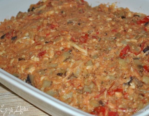 Выложить получившуюся массу на баклажаны.