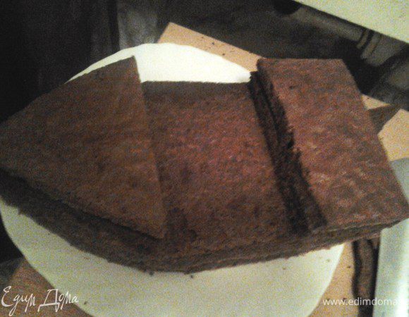 Испечь коржи: отделить у яиц желтки от белков, взбить желтки с сахаром. Белки взбить отдельно в крепкую пену, осторожно перемешать с желтками, добавить муку, перемешанную с разрыхлителем и какао. Все тщательно перемешать, разлить по 2 противням и печь при температуре 180 гр. Вырезать из коржей фигуры в виде корабля. 