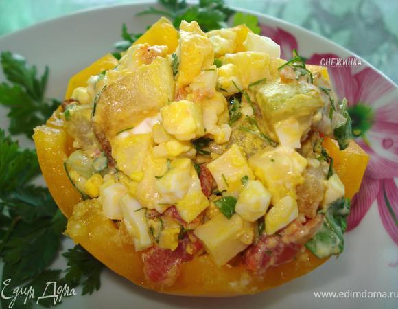 Уложить салат в «формочки» и подавать. Приятного аппетита! 