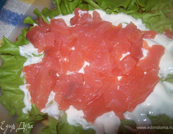 №2 сметана или мягкий сыр и малосольная семга