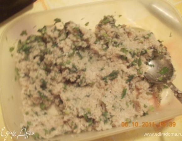 кашу смешать с зеленью