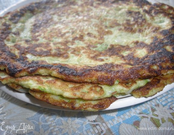 Зелень мелко покрошить.
Кабачки натереть на мелкой терке.
Если кабачки крупные, их надо почистить и удалить семена.
Если они очень сочные, сок надо слить.
Добавить яйца,зелень, мелко нарезанную луковицу, перемешать.
Добавить муку, посолить, поперчить, хорошо перемешать. 
Масса должна быть не густой и не жидкой.
Масло разогреть.
Выкладывать ложкой кабачковое тесто на сковородку и разравнивать по всему дну. Оладьи, жарить 5-7 минут. Аккуратно лопаточкой перевернуть и жарить еще 5-7 минут.