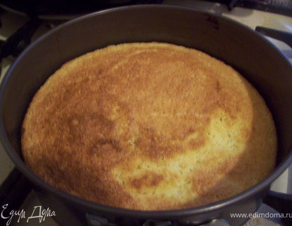 через 15-20 минут, когда ваш бисквит зарумянился, мы достаем его из духовки и поливаем горячим молоком. равномерно. Когда я поливала бисквит молоком было видно как он дышит и жадно впитывает молоко. отправляем минут на 6-7 обратно в духовку. (за это время молоко впитается). Охлаждаем бисквит и используем по своему желанию.)