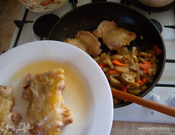 Отправить к овощам в мясо.