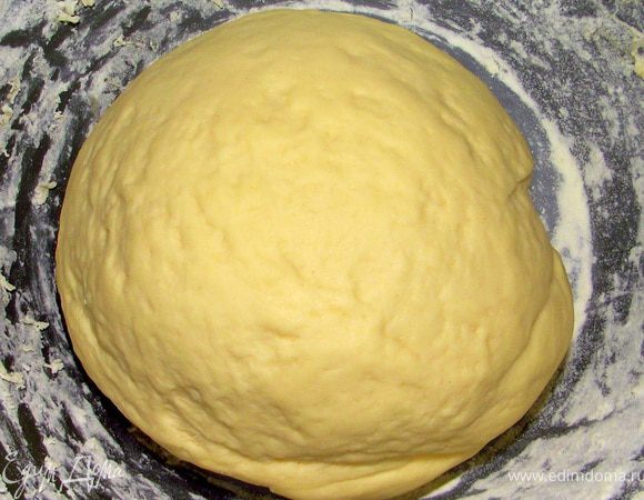 В тесте продавить дырочку и влить оливковое масло, снова начать обминать его минутки 2. Потом положить в свободную миску и поставить в тёплое место отдыхать(30 минут).