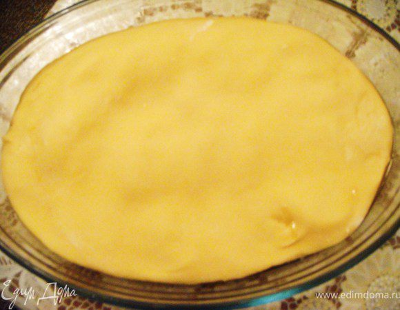 Сверху выложить раскатанный пласт теста.