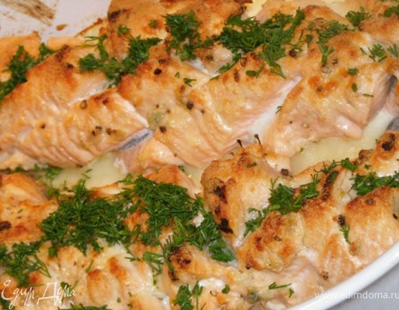 Запекаем на гриле до первого колера. Далее припорошим тертым пармезаном и поставим допекать уже до красивого колера. Готовую рыбу посыпаем мелко рубленным укропом. Эта рыбка понравится даже тем, кто к рыбе относится прохладно) А как согревает!)) 