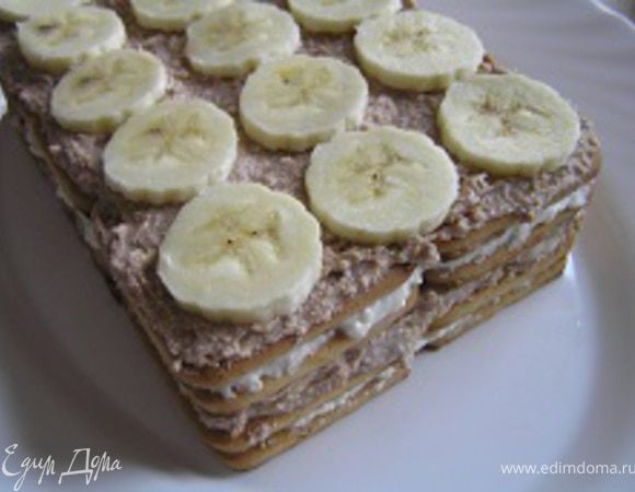 творожно-шоколадная масса, бананы,