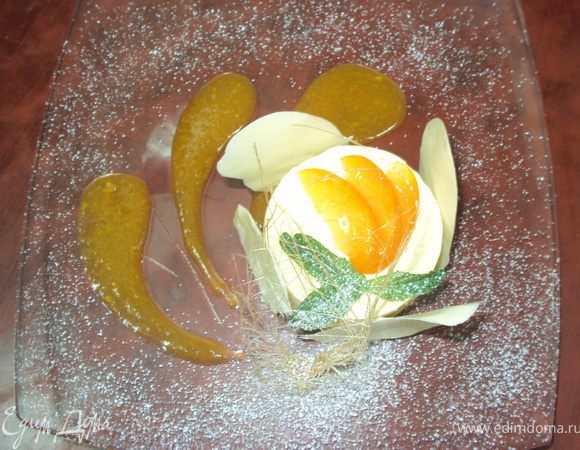  Вынуть из формы суфле, украсить шоколадом, дольками абрикос, карамелькой и мятой.
Вокруг полить абрикосовым пюре.


Приятного аппетита!