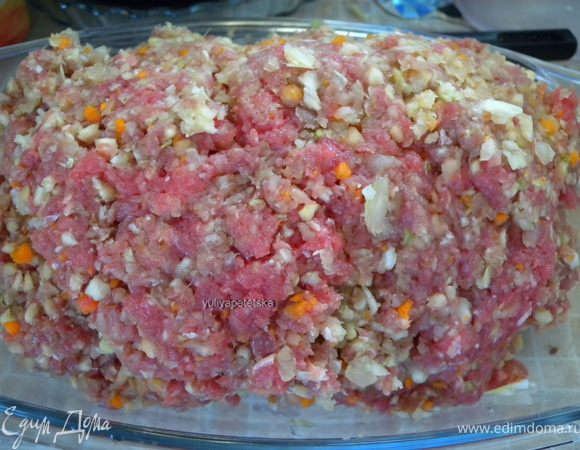 Перемешать с мясом (ФАРШЕМ). 